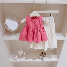 女小童套装夏季新款韩系气质婴幼儿背心阔腿裤两件套洋气女孩衣服