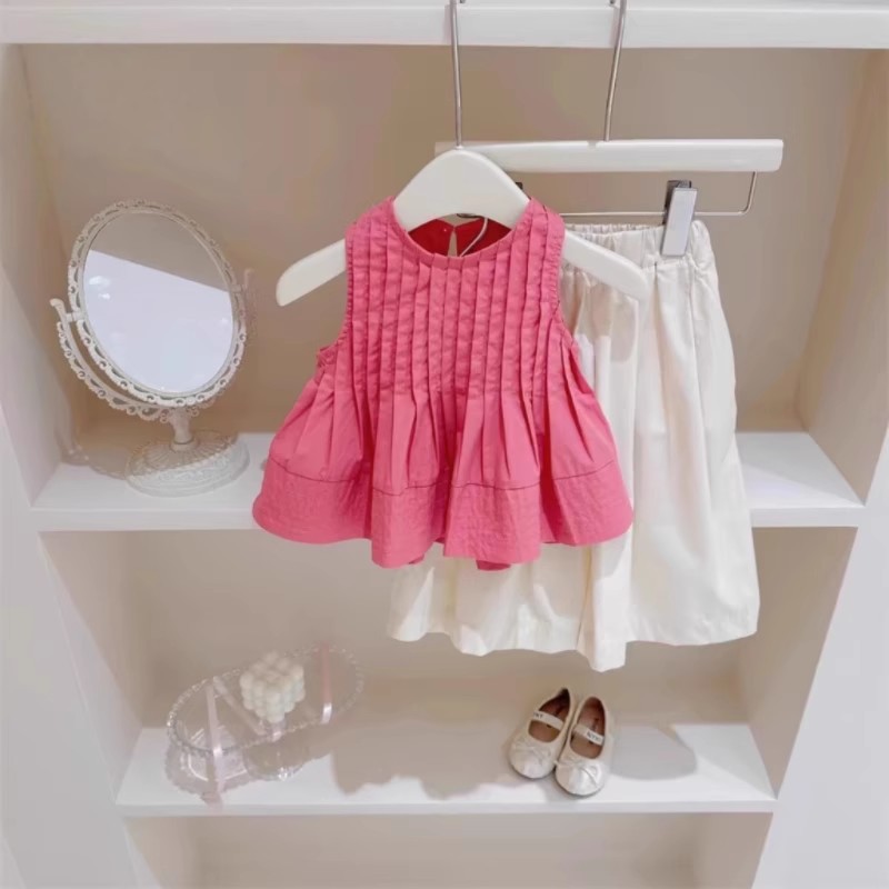 女小童套装夏季新款韩系气质婴幼儿背心阔腿裤两件套洋气女孩衣服