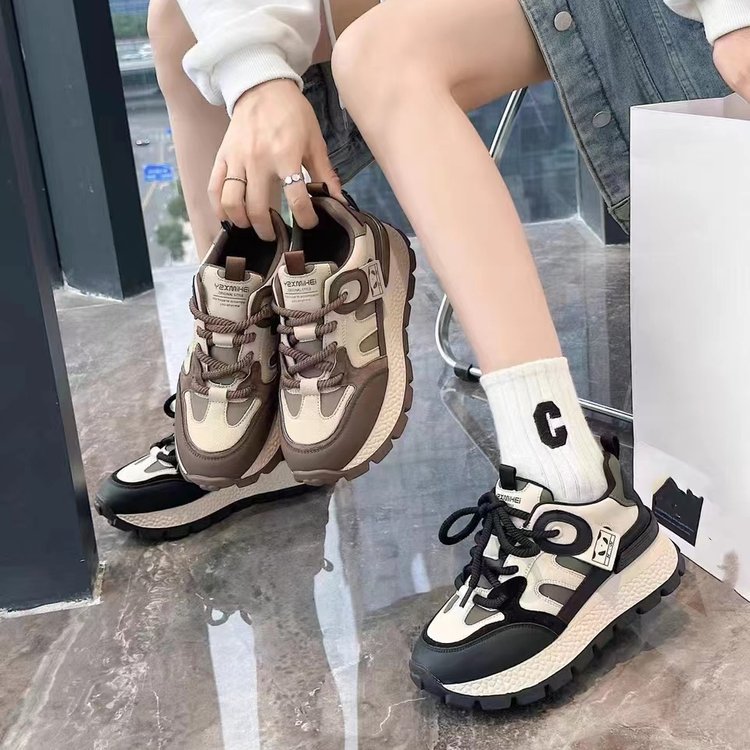 阿甘鞋款潮鞋2023冬新款百搭拼色撞色加绒休鞋子女春季高颜值