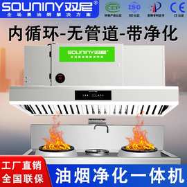 无烟管内循环油烟净化一体机不锈钢烟罩厨房餐饮油烟净化器厂家