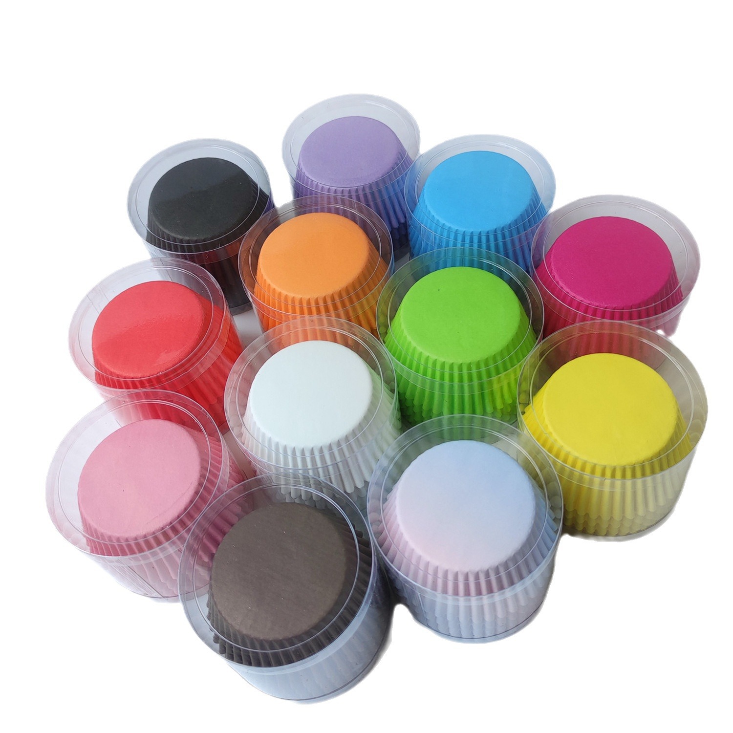 100 bancasetas para pasteles de color sólido, utensilios para hornear, papel a prueba de aceite de color para el hogar, taza grande para pasteles mezclados