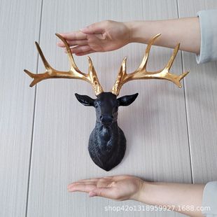 Cross-border Deer Head Wall Hanging Small Modern Home Interior Decoration Living Room Fireplace Office Wall Resin Pendant