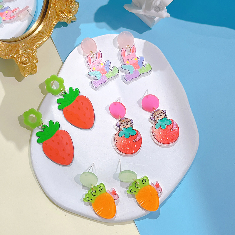 1 Pair Cute Fruit Arylic Drop Earrings display picture 1