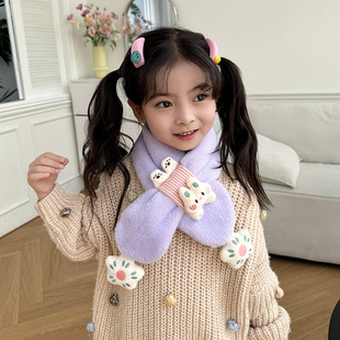 New red plush rabbit scarf autumn and winter baby girls girls winter thick baby neck scarf