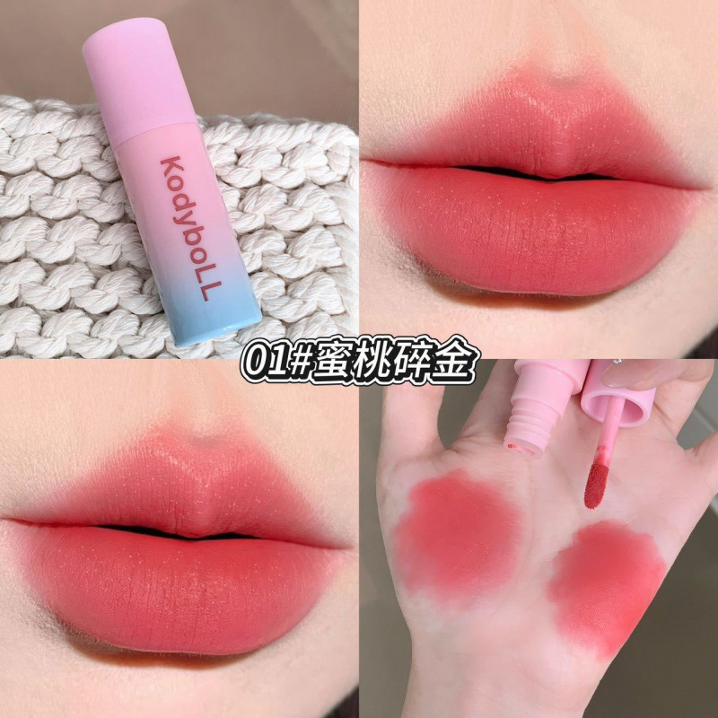 Kodyboll esmalte labial de niebla suave, mate, blanco, seco, color natural, lipstick.