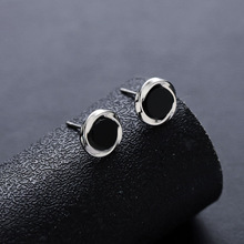 莫比乌斯耳钉男黑玛瑙新款简约高级设计时尚小众个性耳饰女潮饰品