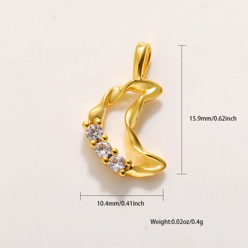 DIY 銅メッキ 18 k ゴールドムーンスターネックレスペンダントオイルドリップジルコン五芒星ブレスレットイヤリングキーホルダーペンダント|undefined