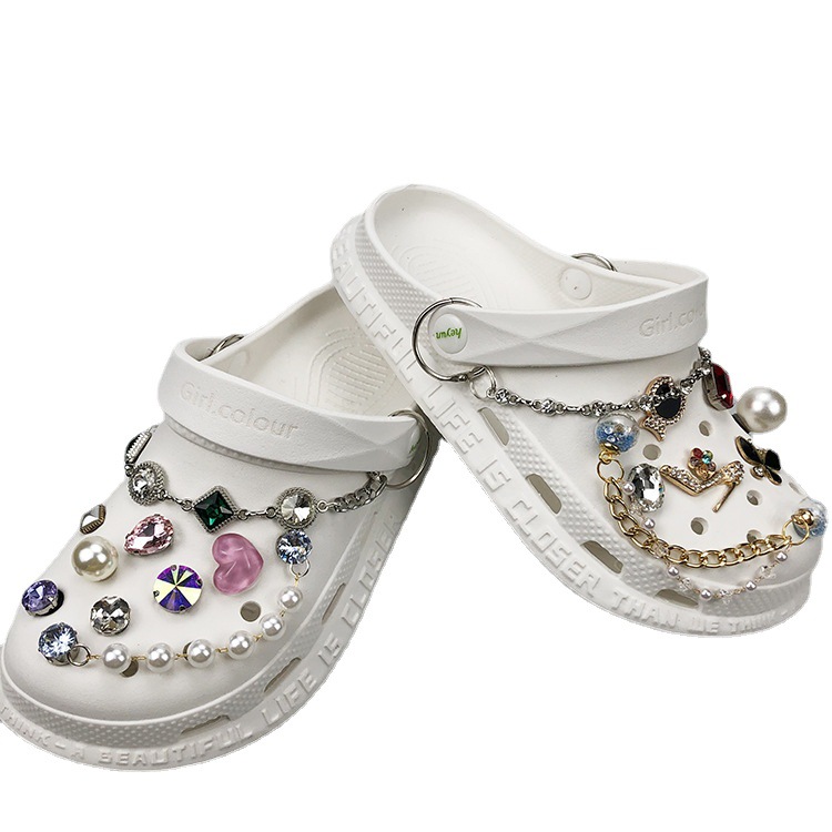 Crocs-style slippers with rhinestones
