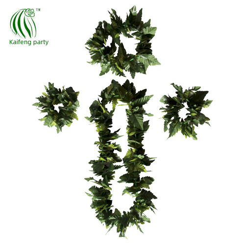 Kaifeng Party Hawaiian Artificial Leaves Garland Four-piece Set Hula Dance Performance Accessories Stage Play Jungle Series