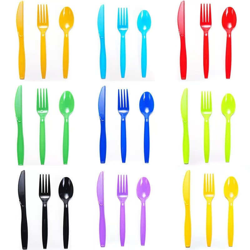 10 Pack Thickened Plastic Disposable Knife and Fork Spoon No Pattern PS Plastic Colored Fork Spoon in stock Wholesale 10 Pack Thickened Plastic Disposable Knife and Fork Spoon No Pattern PS Plastic Colored Fork Spoon in stock Wholesale