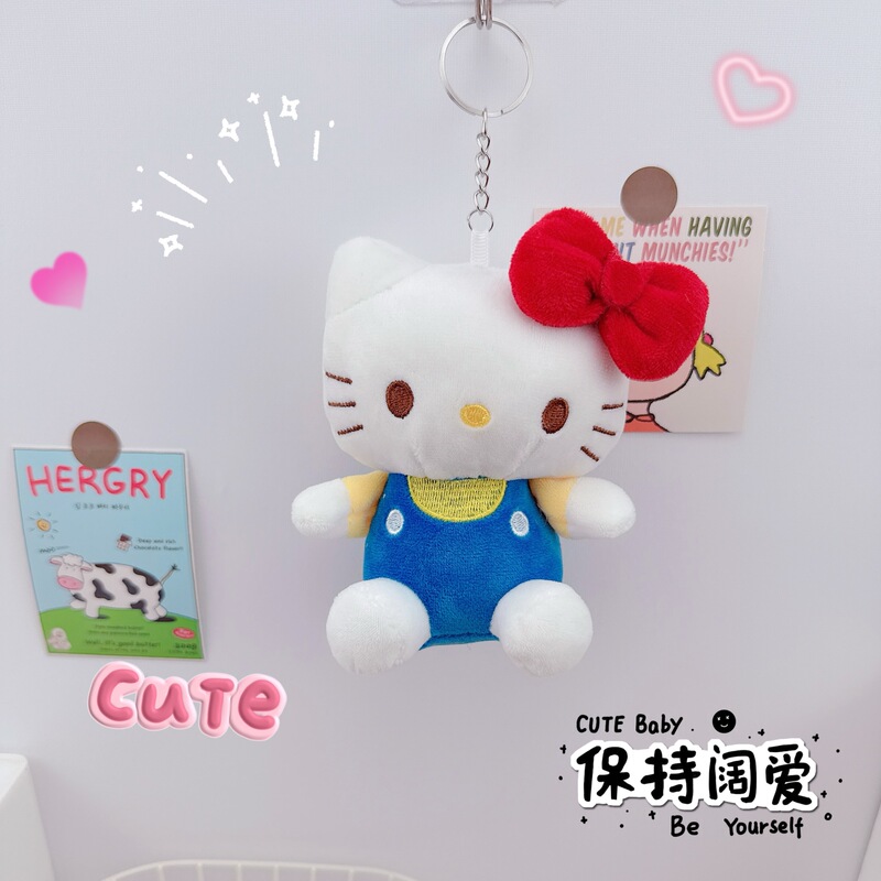 かわいいクラシックケイト猫キーホルダーペンダントクリエイティブぬいぐるみガールハート kt 猫スクールバッグ小さなペンダント人形マシン|undefined
