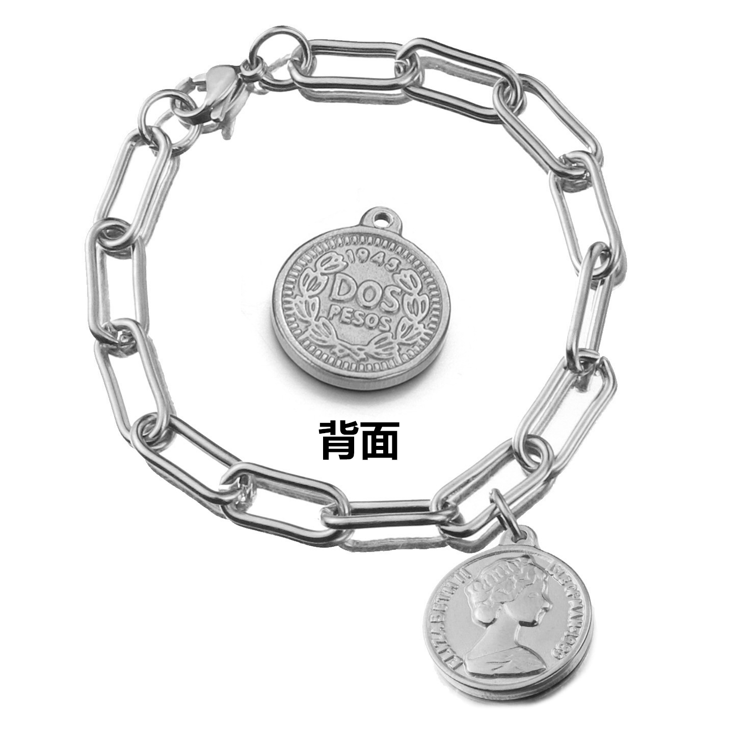 Europa y América retro reina Avatar moneda redonda pulsera de oro moda Acero inoxidable hip hop Rock cadena pulsera