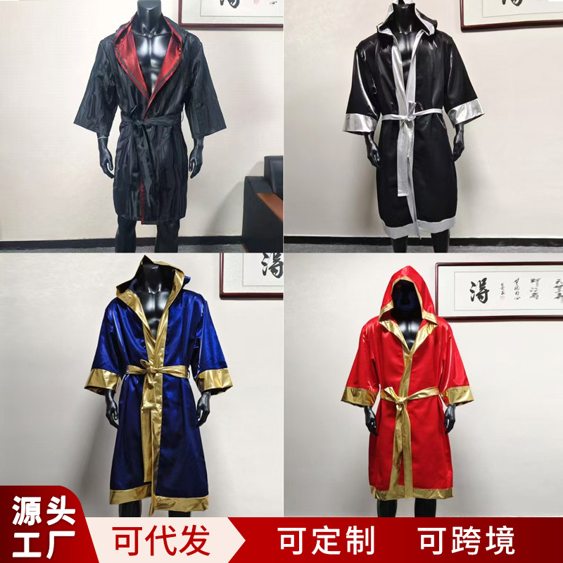 New Style Martial Arts Cape, Adult Muay Thai Hooded Boxing Robe, Unisex Fighting Performance Outfit