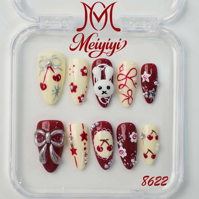 8622【Meiyiyi】Handmade Easter Cute Bunny Almond Nails Sweet Girl Atmosphere Wearable Nails 8622【Meiyiyi】Handmade Easter Cute Bunny Almond Nails Sweet Girl Atmosphere Wearable Nails