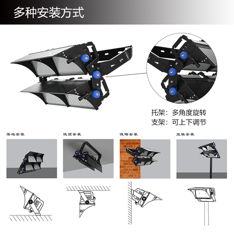 Transfronterizo LED módulo túnel de luz al aire libre sitio de construcción cuadrado Luz de inundación de alta potencia profesional estadio luz fabricante