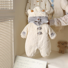 2025冬季新款婴儿连体衣卡通超萌初生宝宝毛毛衣外出服婴幼童棉衣