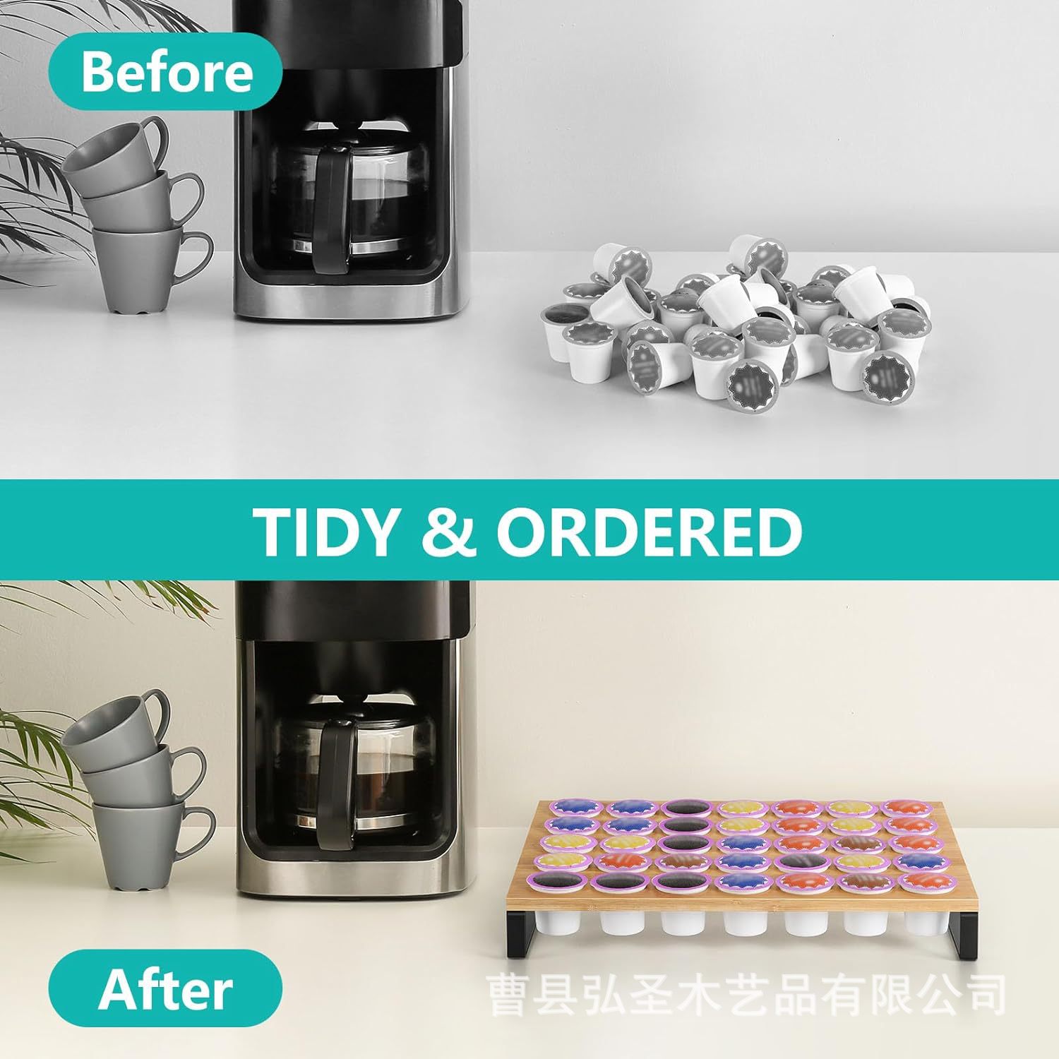 Nuevo producto transfronterizo Soporte de almacenamiento de cápsulas de café combinado con hierro y madera Base de máquina de café Soporte de cápsulas de café de 35 cápsulas