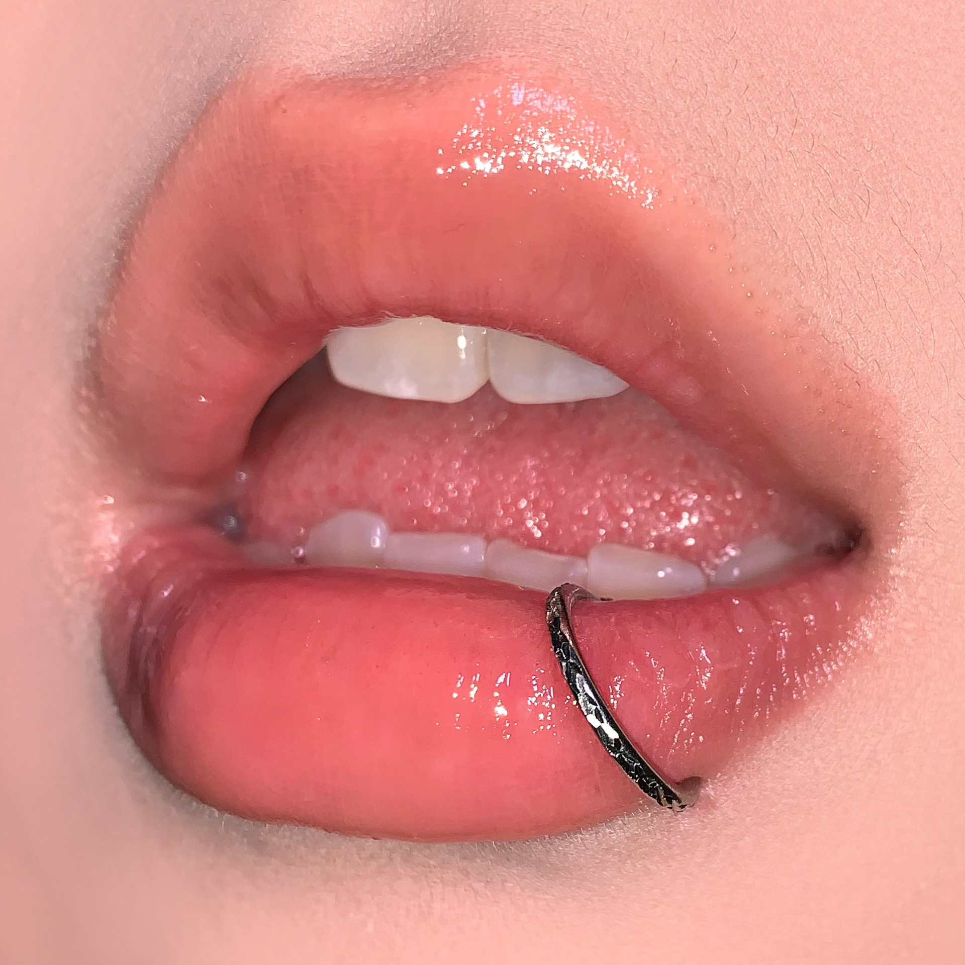 Labret piercing jewelry detail image