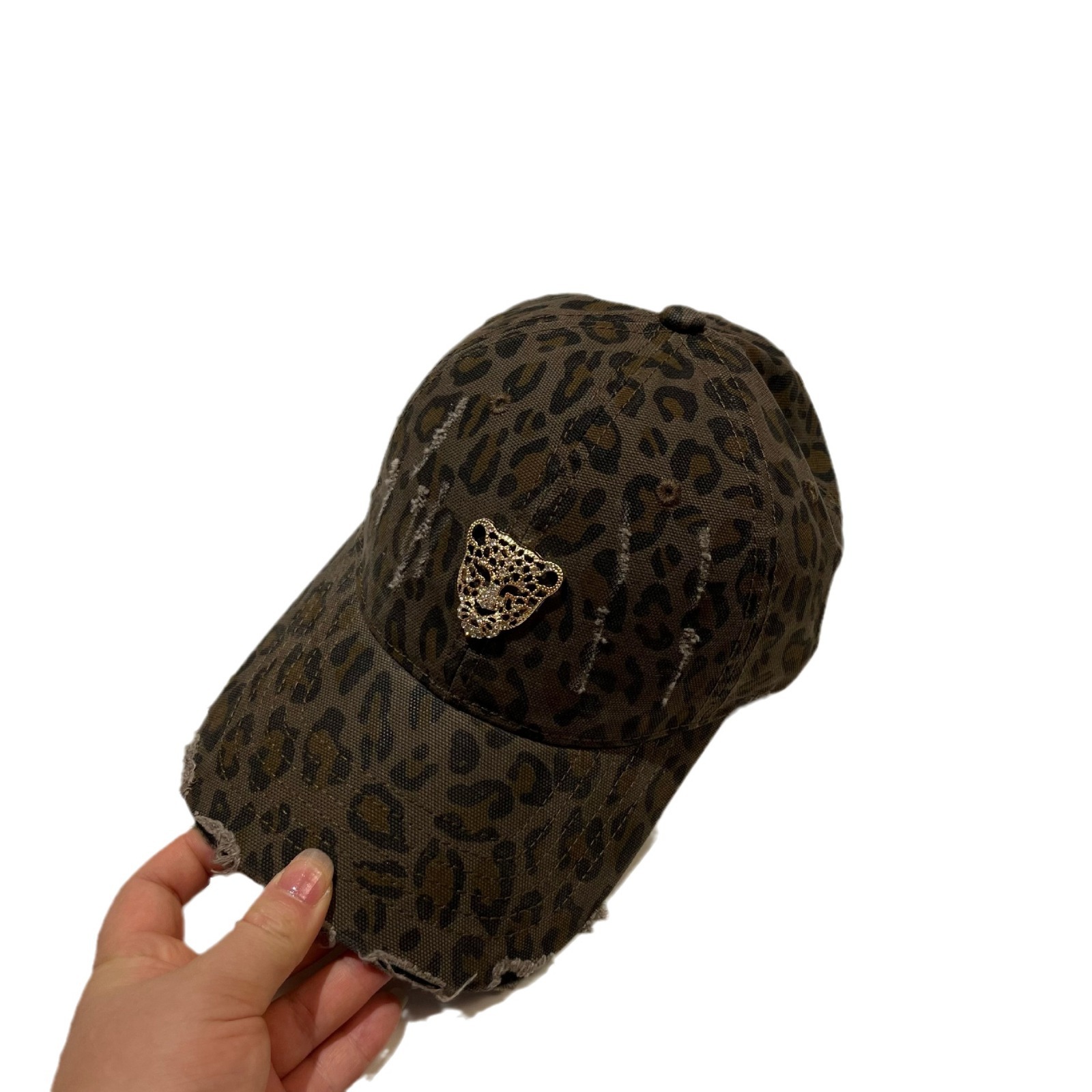 Γλυκό και δροσερό μοτίβο λεοπάρδαλης μπέιζμπολ κορεατική έκδοση στυλ αστεριών εξατομικευμένη τρύπα πάπιας γλώσσα μόδας για εξωτερικούς χώρους_voghion.com