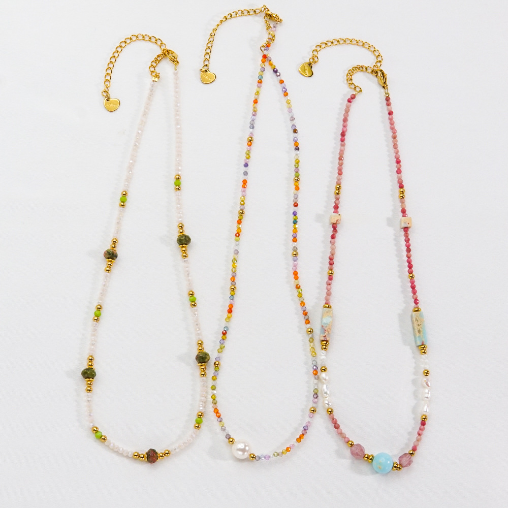 Daily, Shopping Occasion Elegant Lady Geometric Stainless Steel Natural Stone Necklace