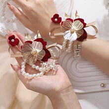伴娘手腕花结婚新娘高级感超仙手花手臂装饰婚礼姐妹团伴娘团丝带