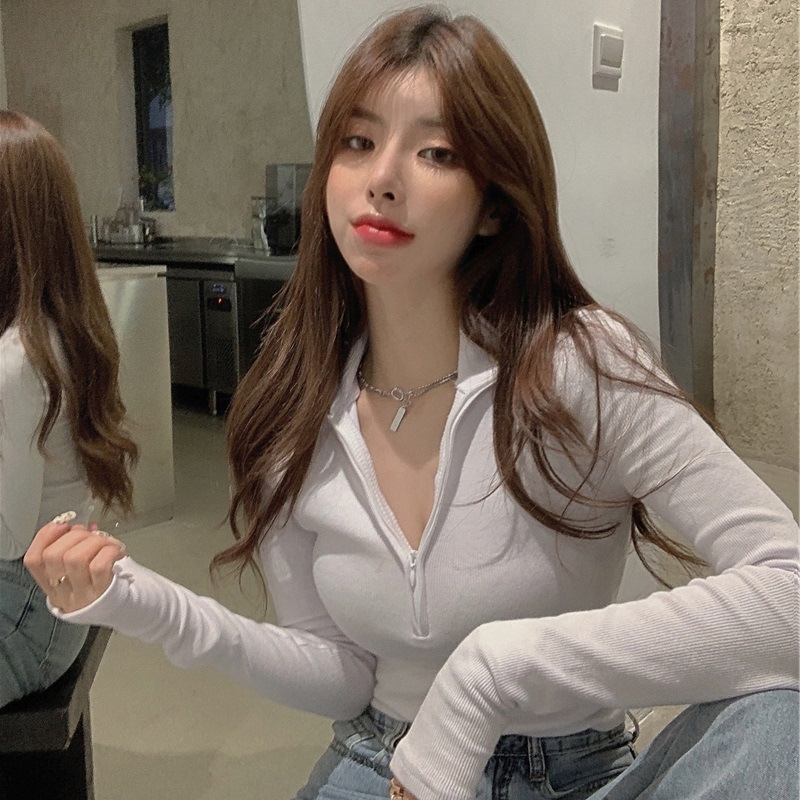 Short French Style Clavicle Sweet Cool Top Slim-fit Niche Inner Wear Early Autumn Design Sense Long Sleeve T-shirt Base Shirt Women's ins