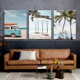 Beach Seaside Natural Scenery Vacation Modern Scandinavian Bedroom Living Room Canvas Decorative Painting Core Hanging Painting Frameless Poster