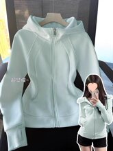 lulu修身卫衣外套女开春季穿搭正肩初春韩系连帽运动收腰短款上衣