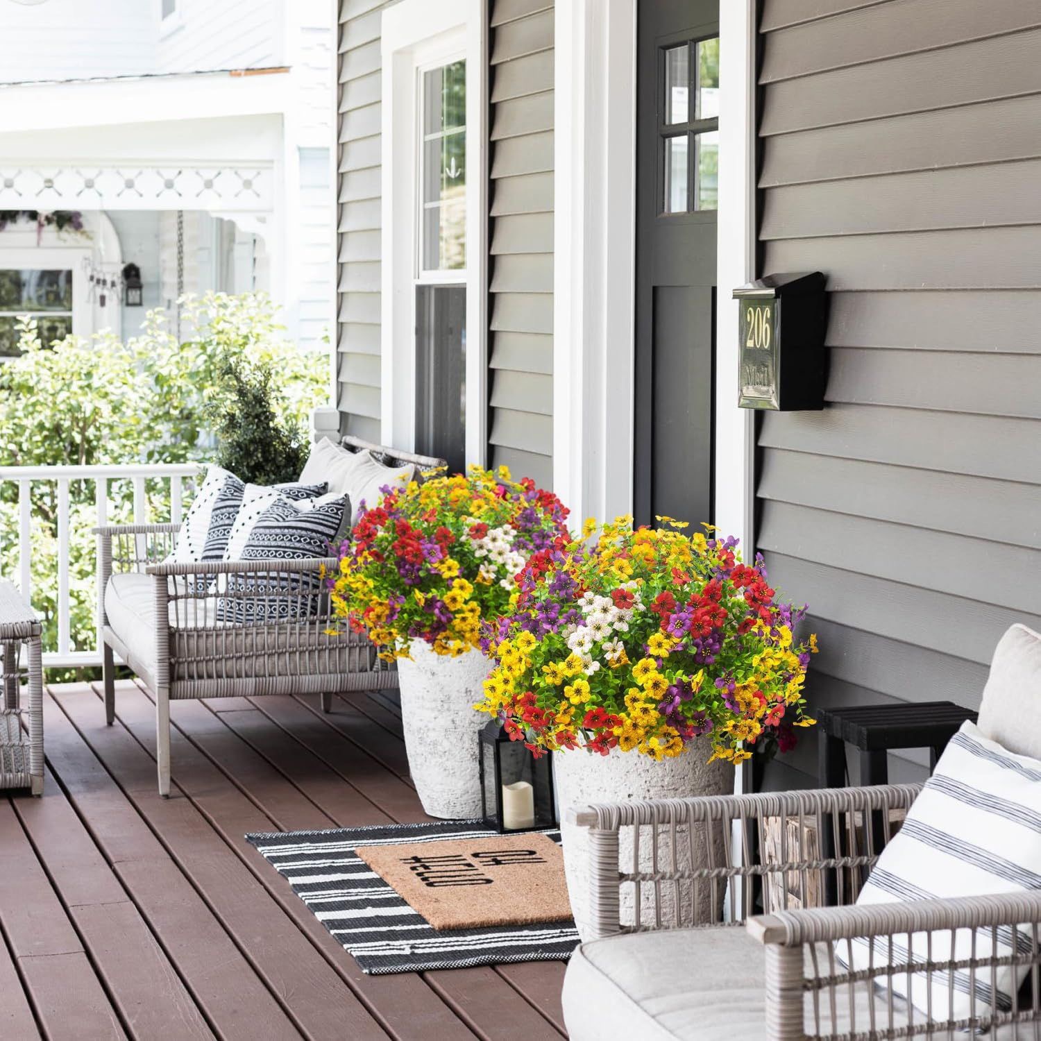 Amazon Cross-Border Artificial Flowers Plastic Fake Plants 7 Heads 35 Mesh Eucalyptus Violet Outdoor Decoration