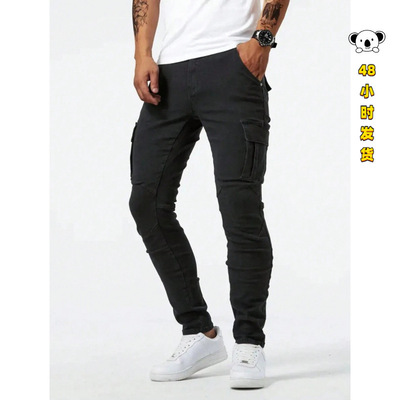 E 50714 Men's multi-pocket denim cargo pants 男士多袋牛仔工