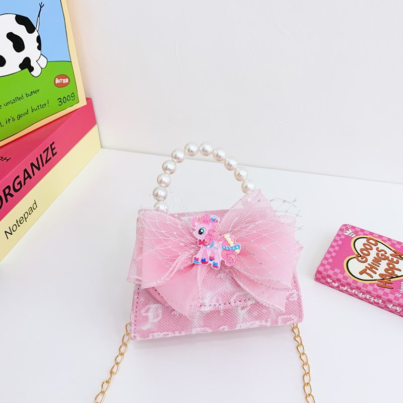 Bolsos infantiles, bolsos de moda princesa de perlas, bolsos de cambio de chicas lindas, bolsos de hombro de encaje