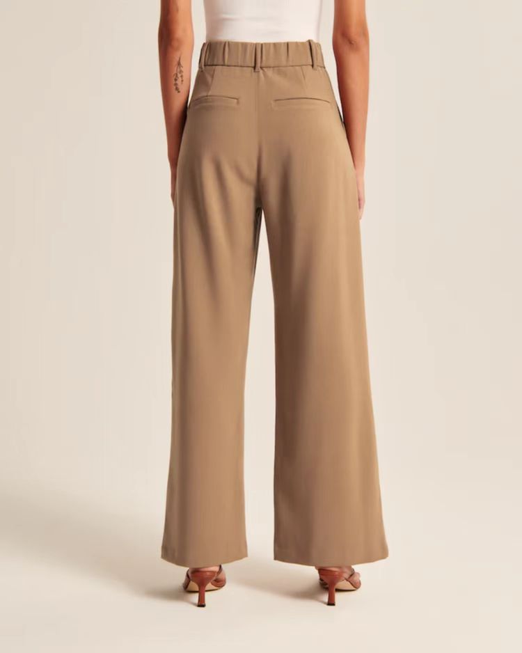 High-waisted wide-leg pants with a real pocket at the back for commuting and slimming are versatile. Wide-leg casual suit pants with a belt for women pic 5