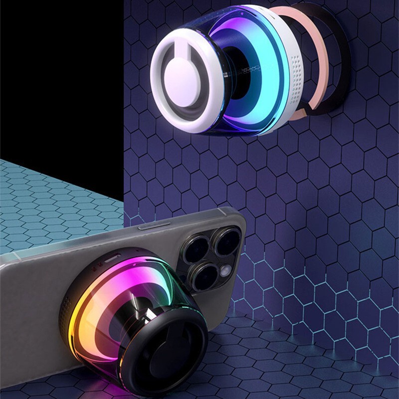 人気M2磁気吸着スピーカー高音質サブウーファーLED小型カラフル雰囲気ライトTFカード対応Bluetoothスピーカー|undefined