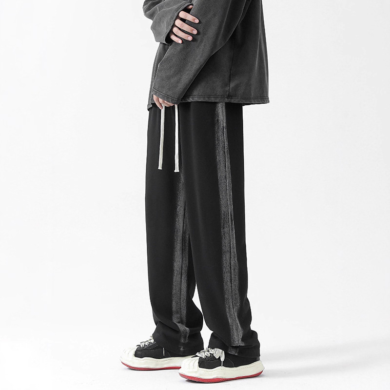 Pantalon de sport décontracté épais pour homme, style printemps, coupe ample, grandes tailles, jambes droites, style américain fluide, pantalon long_voghion.com