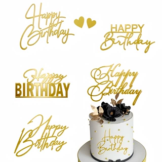 版权跨境ins风生日快乐蛋糕装饰插件亚克力侧面蛋糕装饰蛋糕插件