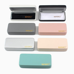 A unisex square eyeglass case with a hinged lid, portable, and pressure-resistant for storage.