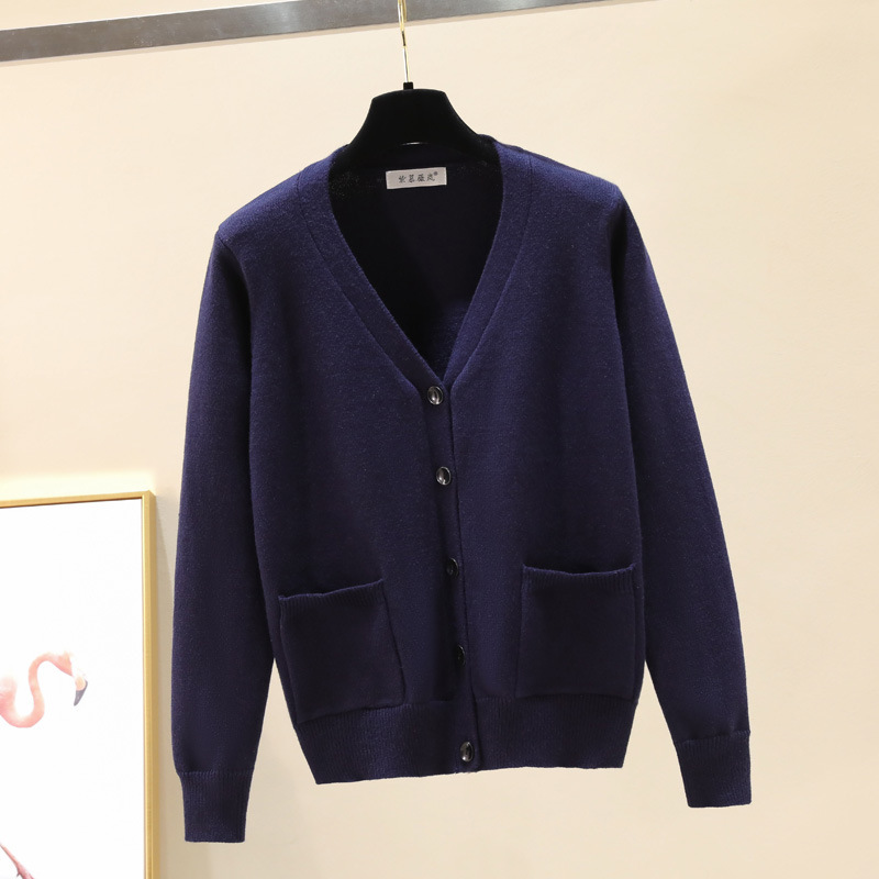 Nurse Sweater Women's Outwear Navy Blue Group Work Clothes Embroidered with Logo Spring & Fall Knitted Cardigan Outer Top