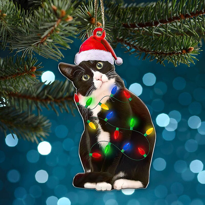 2022 Cross-border New Creative Black Cat Christmas Decorations Black Cat Christmas Decorations Tree Hanging Car Supplies