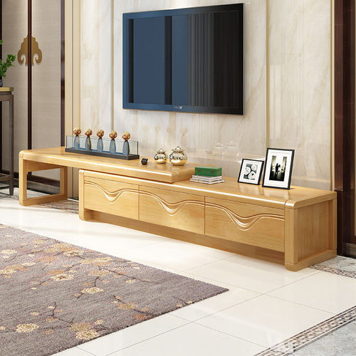 New Chinese solid wood TV cabinet modern simple retractable base cabinet coffee table combination multi-drawer Chinese living room furniture
