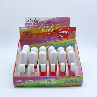 Cross-border Micolor Rainbow Lipstick Hydrating and Moisturizing Lip Oil Fruit Lip Honey Anti-dry and Cracking Lip Balm Shiny