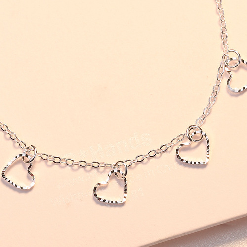 Stylish Hand Jewelry Heart-Shaped Bracelet, European & American Style, Single-Layer Peach Blossom Mini Heart Anklet—Wholesale from Taobao Manufacturer Sources