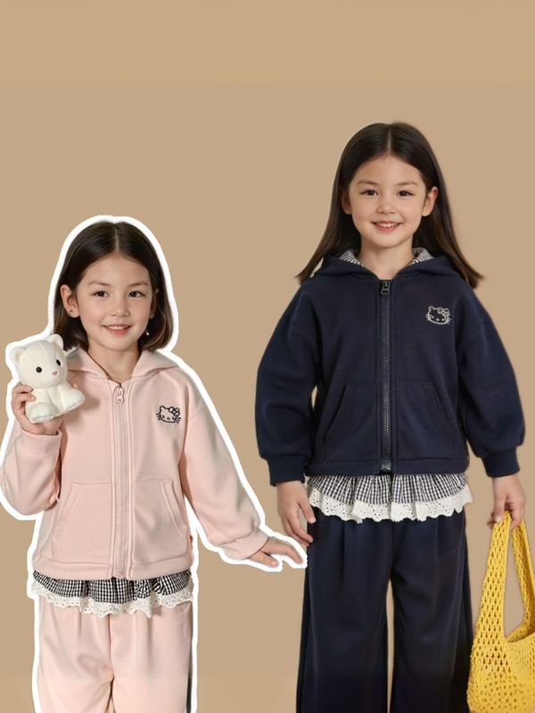 韩版儿童卡通连帽卫衣套装2025秋装新款女童卫衣开衫休闲裤两件套|undefined