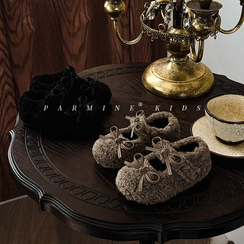 Девочка маленькая ароматная ватная обувь осенью и зимой новая женская мягкая подошва бобовая обувь для девочек ретро молочная обувь