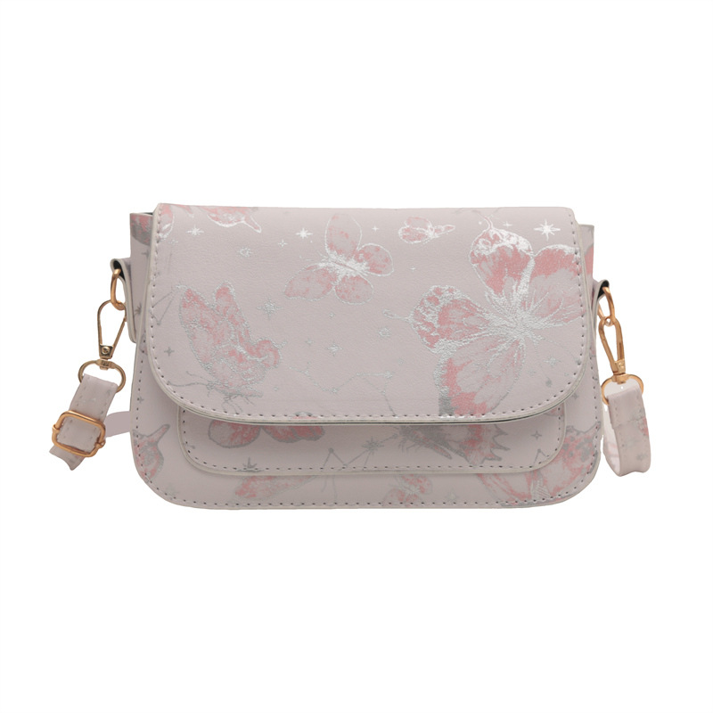 Bolso de hombro de textura bolso de mujer 2024 otoño nuevo estilo hermoso mariposa impresión de moda mochila casual bolso pequeño