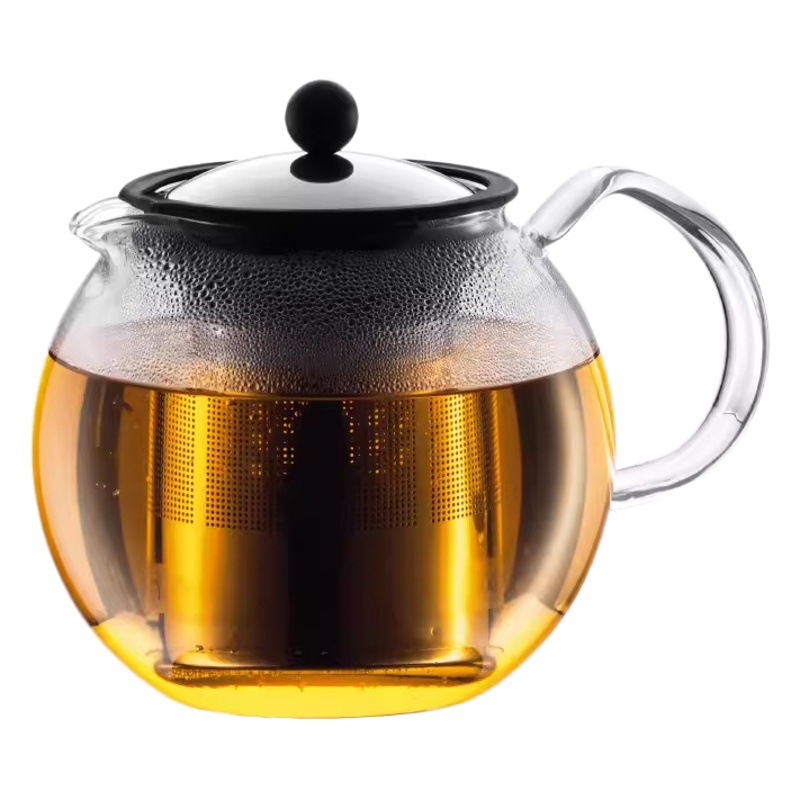 Cafetera de perforación manual resistente al calor para el hogar transfronterizo 1000ml Filtro de presión Método de tetera Filtro de presión Tetera de vidrio con filtro