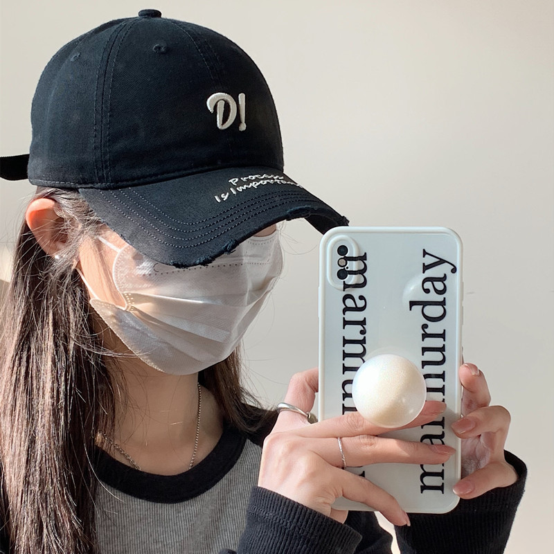 Sombrero para mujer Nuevo estilo coreano retro letra D gorra de béisbol superior suave circunferencia de la cabeza grande versátil primavera y verano gorra a prueba de sol para mujer