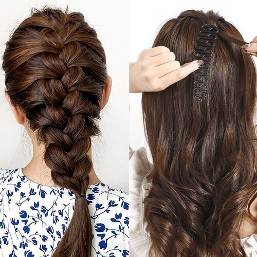 Hair styling tool for weaving fishbone braids, adult wave centipede braids, French braids, and updos