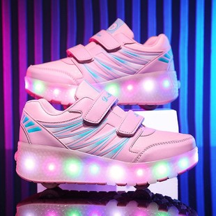 New Style Heelys Shoes for Children, USB Rechargeable Light-Up Shoes, Roller Skates with Invisible Wheels, Double-Wheel Shoes for Girls