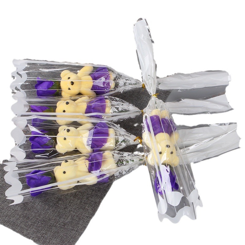 Fabricantes transfronterizos Regalos del día de la madre Flor de jabón de oso único Ramo de rosas de flores artificiales Actividades Empujar pequeños regalos