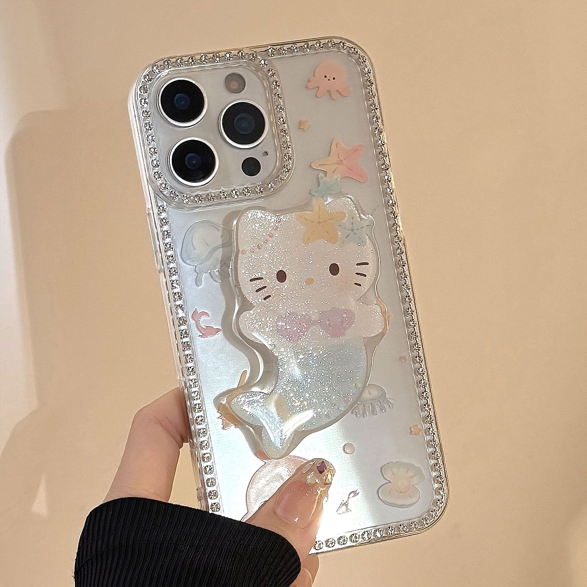 Verano de dibujos animados sirena KT para iPhone15/16 funda para teléfono móvil 14ProMax nuevo 16Pro chica 13PM